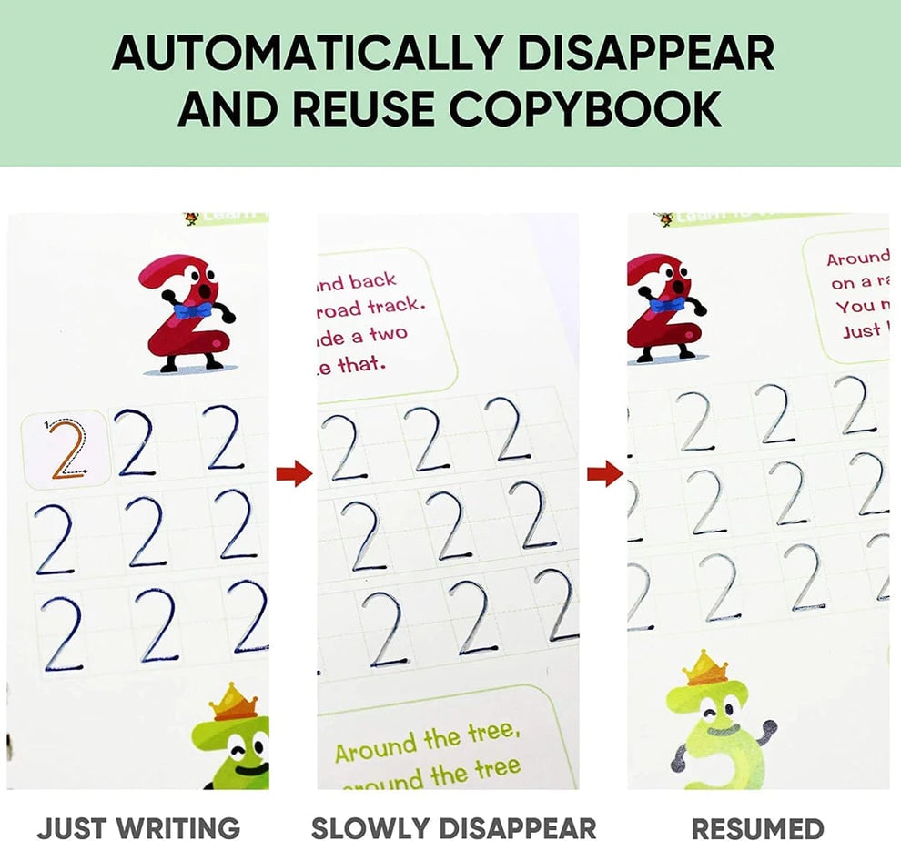 ✨Magic Practice Copybook📚, Buy 1 Set Get 1 Set Free🤩 (8 Book + 2 Pen+ 20 Refill +2 Grip)