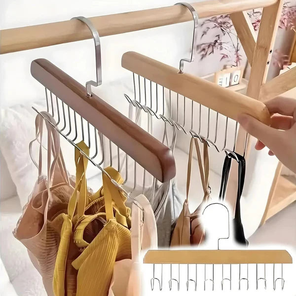 Space Saving 8 Hooks Wooden Hangers ( Buy 1 Get 1 Free )