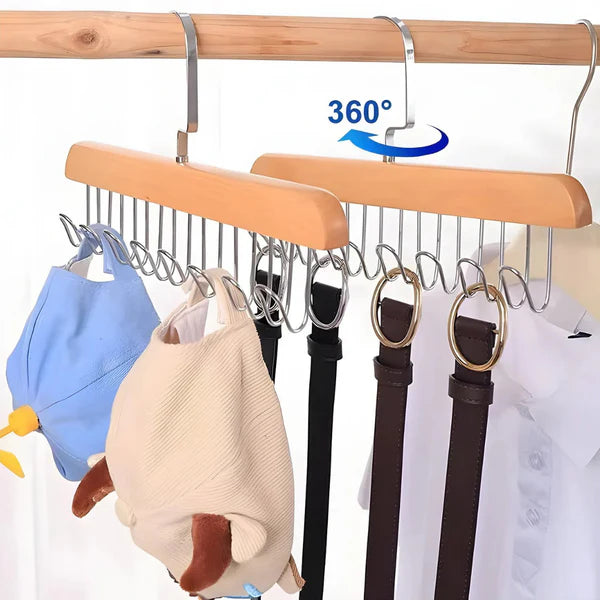 Space Saving 8 Hooks Wooden Hangers ( Buy 1 Get 1 Free )