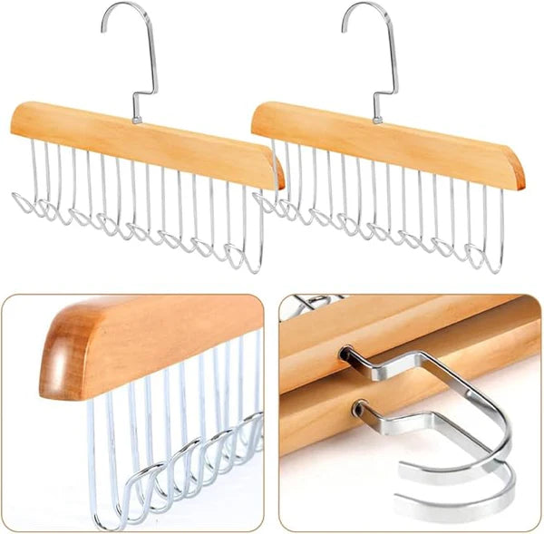 Space Saving 8 Hooks Wooden Hangers ( Buy 1 Get 1 Free )