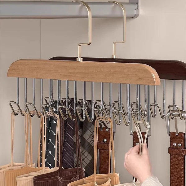 Space Saving 8 Hooks Wooden Hangers ( Buy 1 Get 1 Free )