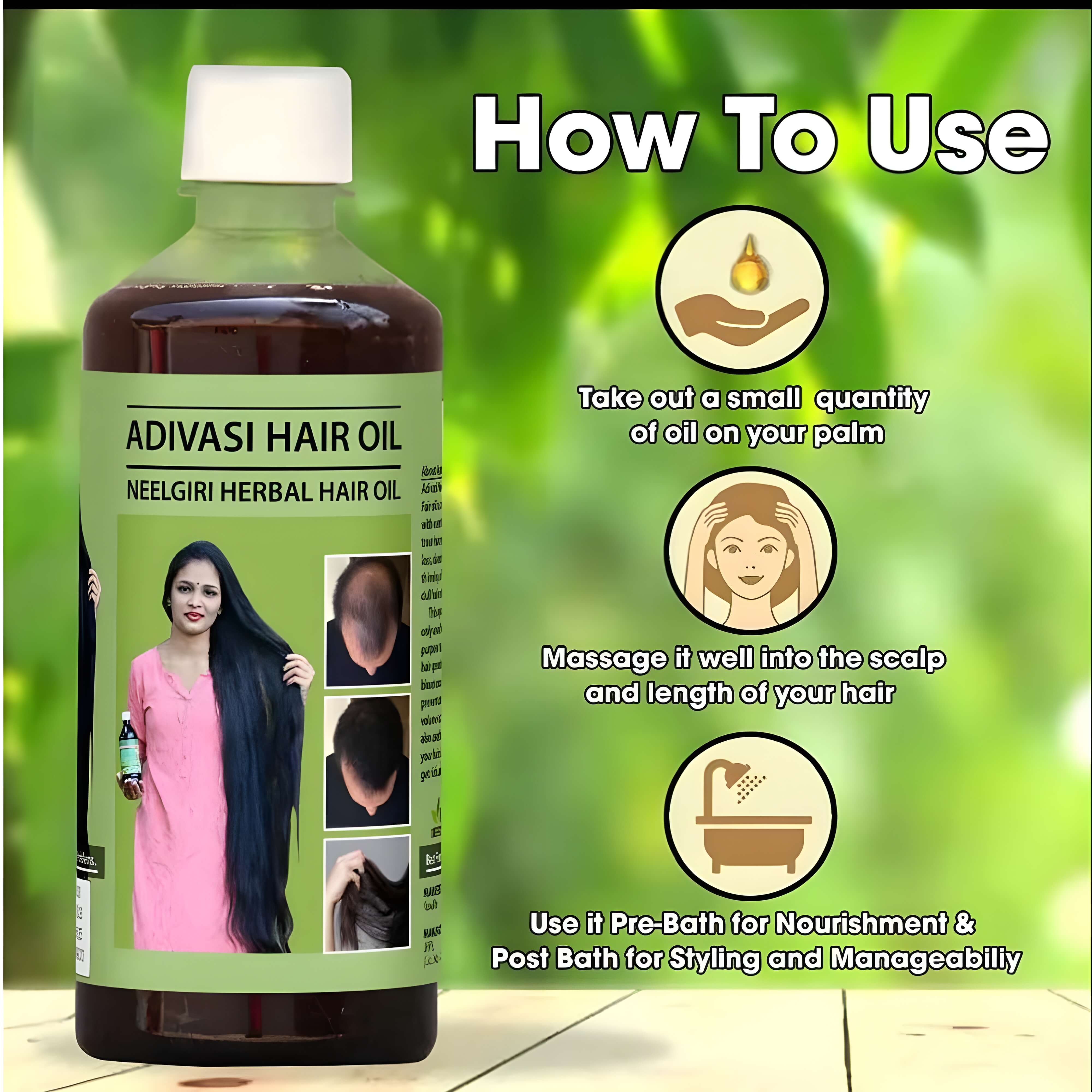 Original Adivasi 100% pure herbal hair oil (Buy 1 Get 1 Free)