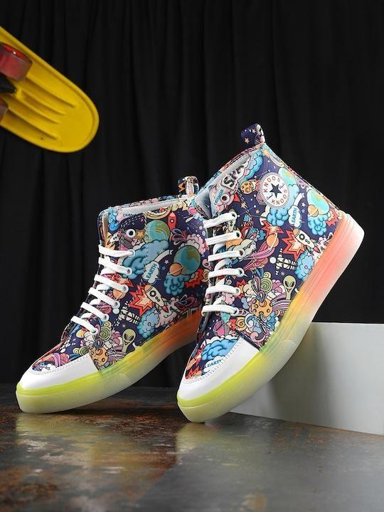 Knoos Men Printed High-Top Lightweight Shoes